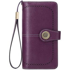 Wallets for Women Leather Credit Card Holder with RFID Blocking Large Capacity W